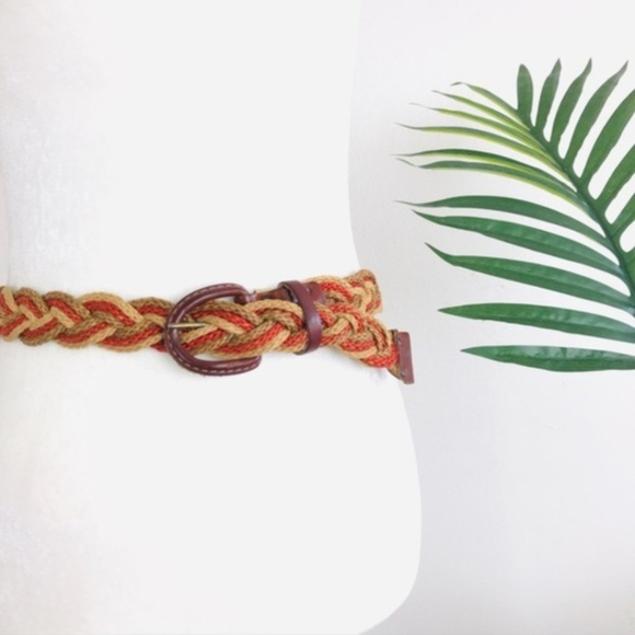 Vintage Accessories - Vintage Sunset Orange Braided Belt Boho Western